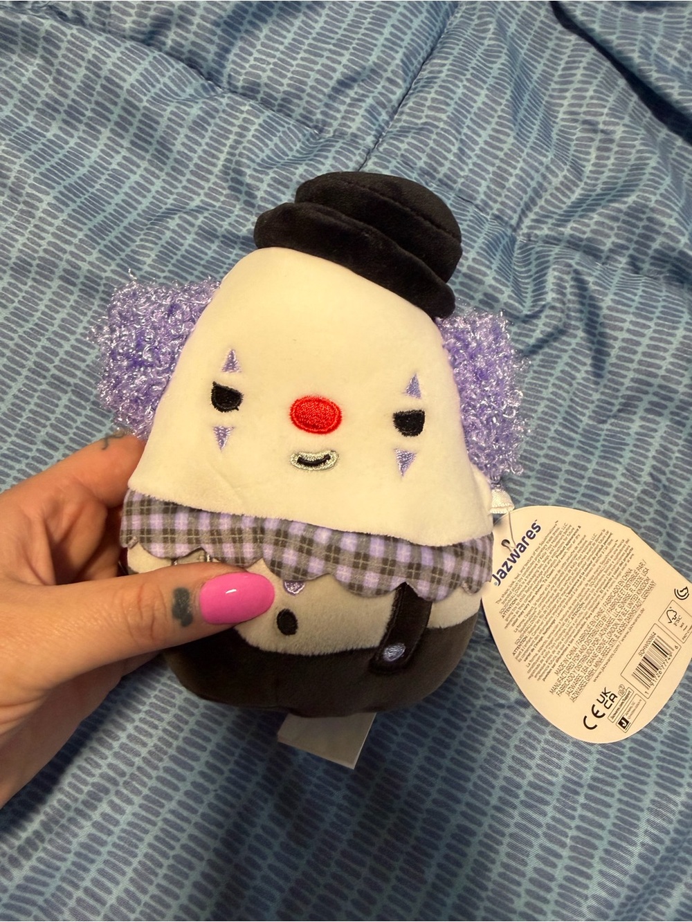 Squishmallows Halloween Ms. K the Clown 5" plush toy with curly purple hair